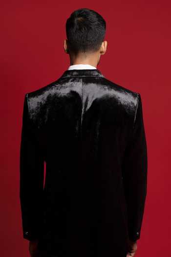 Shop_Sven Suits_Black Velvet Blazer Pant Set _at_Aza_Fashions