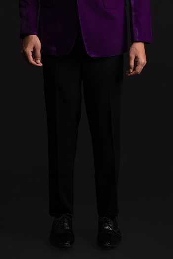 Sven Suits_Purple Velvet Blazer Pant Set _Online_at_Aza_Fashions