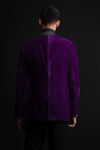 Shop_Sven Suits_Purple Velvet Blazer Pant Set _at_Aza_Fashions