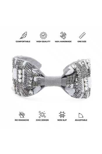 APT FOREVER_Grey Embroidery, Sequins, Beads, Shimmering Splendorshot Handmade Headband _Online_at_Aza_Fashions