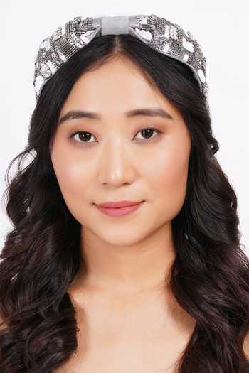 APT FOREVER_Grey Embroidery, Sequins, Beads, Shimmering Splendorshot Handmade Headband _at_Aza_Fashions