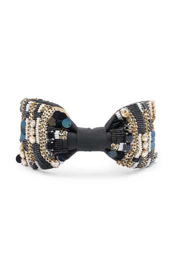 Shop_APT FOREVER_Black Embroidery, Sequins, Beads, Shimmering Splendorshot Beaded Headband _at_Aza_Fashions