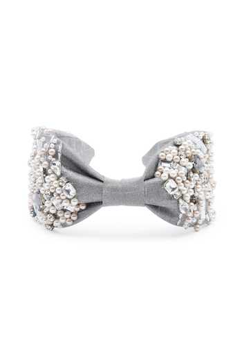 Shop_APT FOREVER_Grey Embroidery, Beads, Pearls, Pearlpatrator Delight Handmade Headband _at_Aza_Fashions