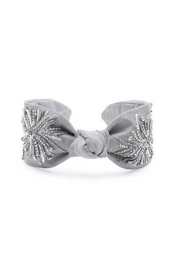 Shop_APT FOREVER_Grey Embroidery, Beads, Rhinestones Cosmic Fireworks Cotton Headband _at_Aza_Fashions