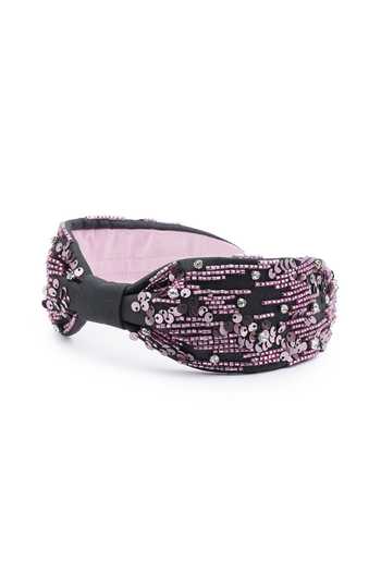 Buy_APT FOREVER_Magenta Sequins, Beads, Rhinestones Glittering Gems Handmade Headband _Online_at_Aza_Fashions