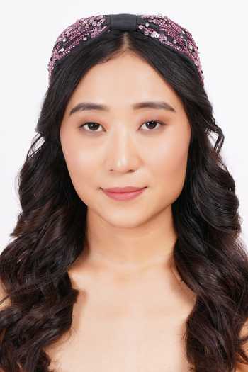 Shop_APT FOREVER_Magenta Sequins, Beads, Rhinestones Glittering Gems Handmade Headband _Online_at_Aza_Fashions