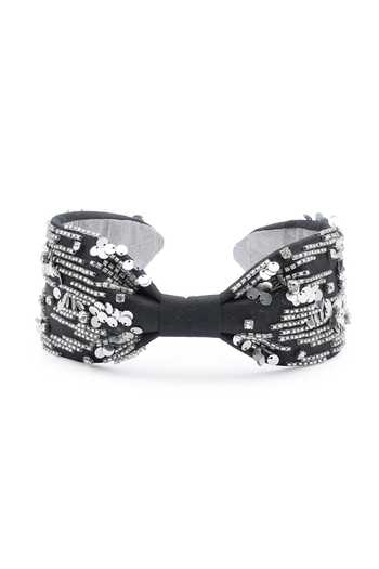 Shop_APT FOREVER_Black Embroidery, Sequins, Beads, Rhinestones Glittering Gems Beaded Headband _at_Aza_Fashions