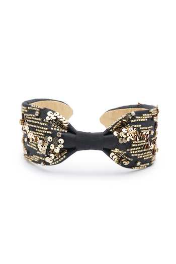 Shop_APT FOREVER_Black Sequins, Beads, Rhinestones Glittering Gems Handmade Headband _at_Aza_Fashions