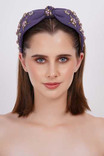 Buy_APT FOREVER_Purple Beads, Rhinestones Opulence Handmade Headband _at_Aza_Fashions
