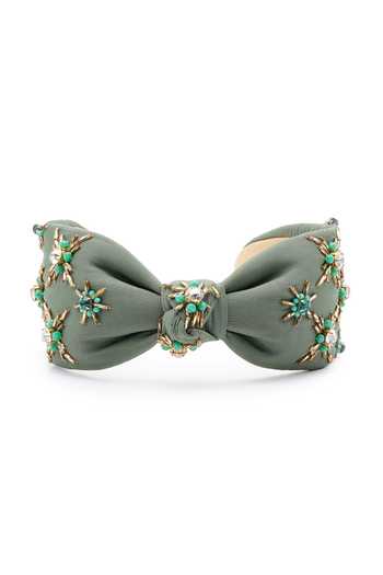 Shop_APT FOREVER_Olive Green Embroidery, Beads, Rhinestones Opulence Beaded Headband _at_Aza_Fashions