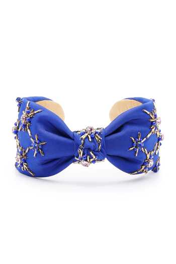 Shop_APT FOREVER_Blue Embroidery, Beads, Rhinestones, Crystals Opulence Top Knot Headband _at_Aza_Fashions
