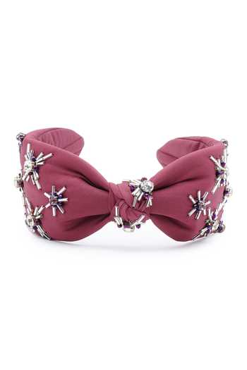 Shop_APT FOREVER_Maroon Beads, Rhinestones, Crystals Opulence Embroidered Headband _at_Aza_Fashions