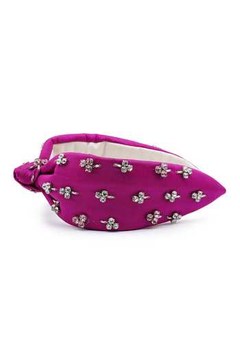 Shop_APT FOREVER_Magenta Embroidery, Beads, Rhinestones Jewelled Treasure Headband _Online_at_Aza_Fashions