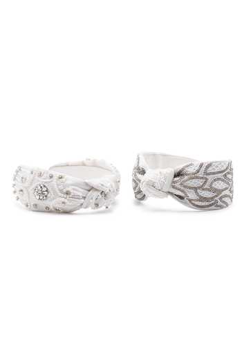 APT FOREVER_White Embroidery, Beads, Pearls, Rhinestones Effervescent Handmade Headband _Online_at_Aza_Fashions