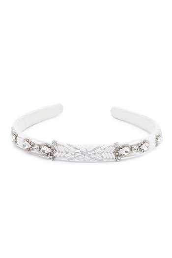 Shop_APT FOREVER_White Beads, Crystals, Rhinestones Regal Handmade Cotton Headband _at_Aza_Fashions