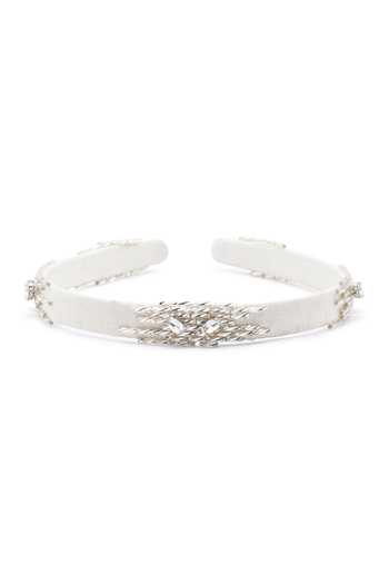 Shop_APT FOREVER_White Embroidery, Beads, Crystals, Imperial Elegance Handmade Headband _at_Aza_Fashions