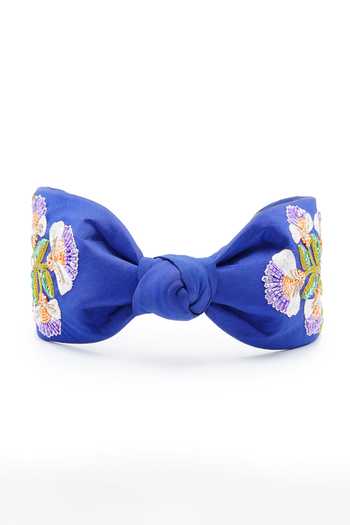 Shop_APT FOREVER_Navy Embroidery, Beads, Rhinestones Whimsical Posy Beaded Headband _at_Aza_Fashions