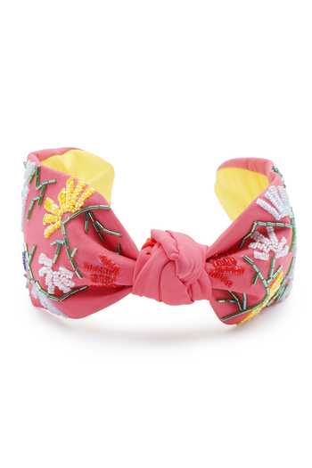 Shop_APT FOREVER_Red Embroidery, Beads, Rhinestones Whimsy Bloom Handmade Headband _at_Aza_Fashions
