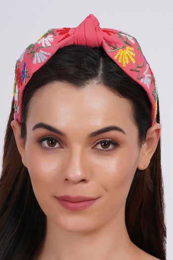 Buy_APT FOREVER_Red Embroidery, Beads, Rhinestones Whimsy Bloom Handmade Headband _at_Aza_Fashions