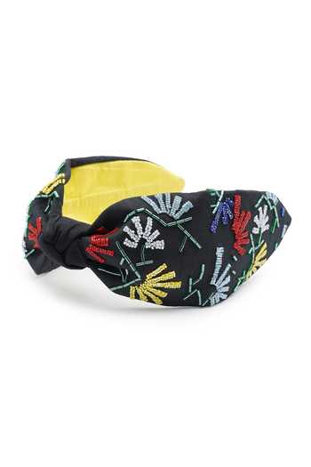 APT FOREVER_Black Beads Whimsy Bloom Knotted Headband _at_Aza_Fashions