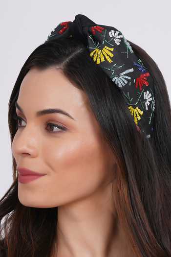 APT FOREVER_Black Beads Whimsy Bloom Knotted Headband _Online