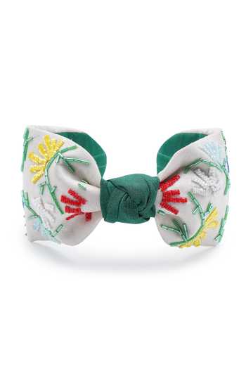 Shop_APT FOREVER_White Embroidery, Beads, Rhinestones Whimsy Bloom Headband _at_Aza_Fashions