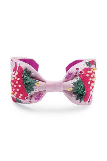 Shop_APT FOREVER_Pink Embroidery, Beads, Sequins, Rhinestones Beaded Cotton Headband _at_Aza_Fashions