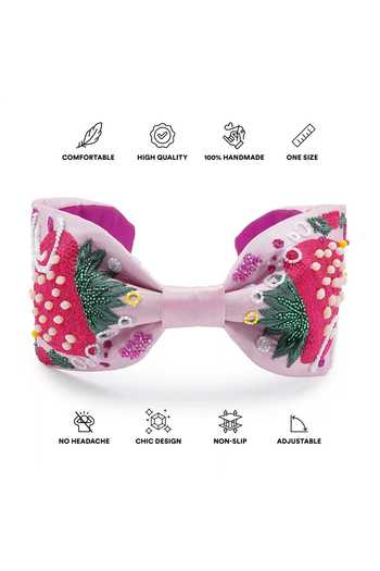 Shop_APT FOREVER_Pink Embroidery, Beads, Sequins, Rhinestones Beaded Cotton Headband _Online_at_Aza_Fashions