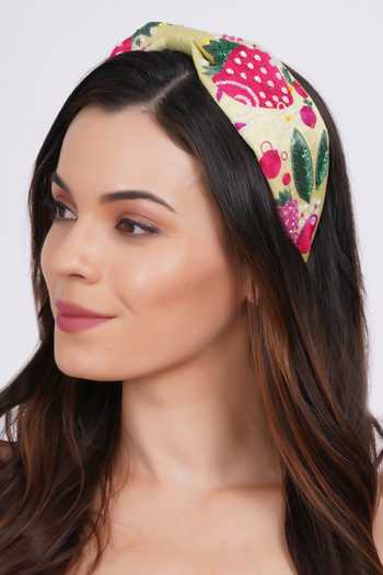 Buy_APT FOREVER_Yellow Embroidery, Beads, Rhinestones Berry Delightful Headband _Online_at_Aza_Fashions