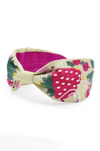 Shop_APT FOREVER_Yellow Embroidery, Beads, Rhinestones Berry Delightful Headband _Online_at_Aza_Fashions