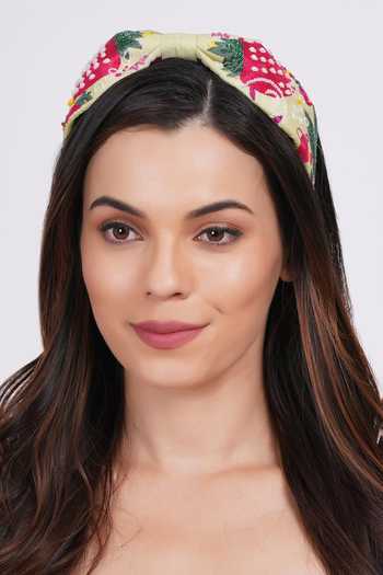 Buy_APT FOREVER_Yellow Embroidery, Beads, Rhinestones Berry Delightful Headband _at_Aza_Fashions