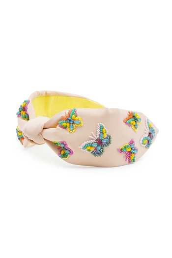 Buy_APT FOREVER_Beige Embroidery, Beads, Rhinestones, Crystals Flutterby Beaded Headband _Online_at_Aza_Fashions
