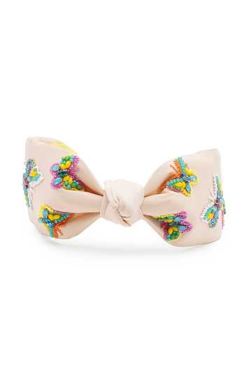 Shop_APT FOREVER_Beige Embroidery, Beads, Rhinestones, Crystals Flutterby Beaded Headband _at_Aza_Fashions