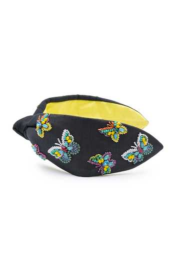 Shop_APT FOREVER_Black Embroidery, Beads, Rhinestones Flutterby Headband _Online_at_Aza_Fashions