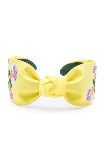 Shop_APT FOREVER_Yellow Embroidery, Sequins, Beads, Whimsical Posy Handmade Cotton Headband _at_Aza_Fashions