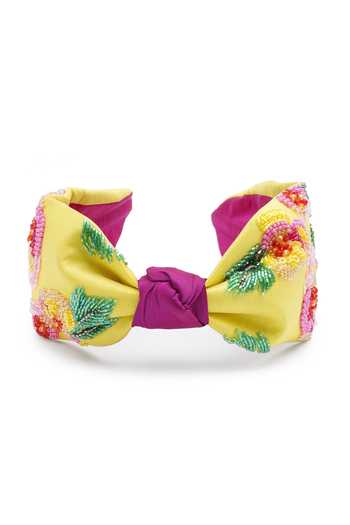 Shop_APT FOREVER_Yellow Embroidery, Sequins, Beads, Cascading Blossom Handmade Headband _at_Aza_Fashions