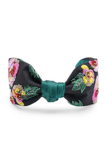 Shop_APT FOREVER_Black Embroidery, Sequins, Beads Cascading Blossom Knotted Headband _at_Aza_Fashions