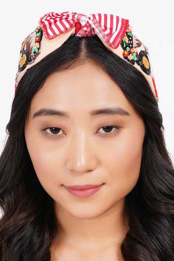 Buy_APT FOREVER_Multi Color Embroidery, Beads, Rhinestones Glam Girl Dramatic Handmade Headband _at_Aza_Fashions