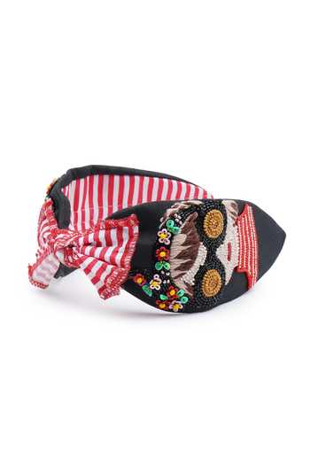 Shop_APT FOREVER_Black Sequins, Beads, Fabric Flowers Glam Girl Dramatic Handmade Headband _Online_at_Aza_Fashions