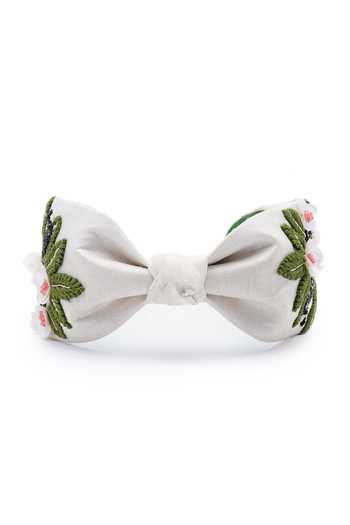 Shop_APT FOREVER_White Embroidery, Beads, Rhinestones, Fabric Zen Mode Zebra Beaded Headband _at_Aza_Fashions