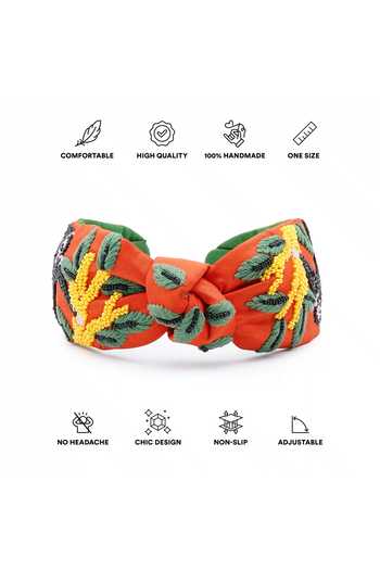 Shop_APT FOREVER_Orange Embroidery, Beads, Rhinestones Banana Drama Monkey Headband _Online_at_Aza_Fashions