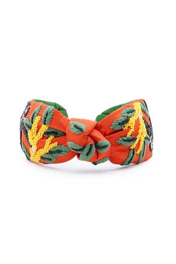 Shop_APT FOREVER_Orange Embroidery, Beads, Rhinestones Banana Drama Monkey Headband _at_Aza_Fashions