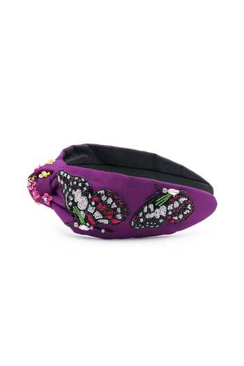 APT FOREVER_Purple Embroidery, Sequins, Beads, Enchanted Flutter Handmade Headband _Online_at_Aza_Fashions