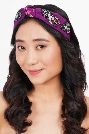 Buy_APT FOREVER_Purple Embroidery, Sequins, Beads, Enchanted Flutter Handmade Headband 