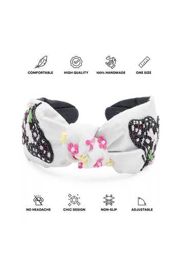 Buy_APT FOREVER_Pink Embroidery, Beads, Rhinestones Enchanted Flutter Beaded Headband _Online_at_Aza_Fashions