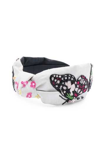 Shop_APT FOREVER_Pink Embroidery, Beads, Rhinestones Enchanted Flutter Beaded Headband _Online_at_Aza_Fashions