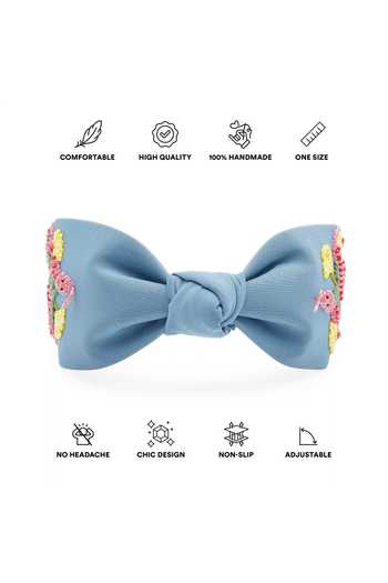 APT FOREVER_Blue Embroidery, Beads, Rhinestones Serpent Slink Handmade Headband _Online_at_Aza_Fashions
