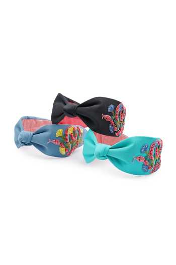 Buy_APT FOREVER_Blue Embroidery, Beads, Rhinestones Serpent Slink Handmade Headband _Online_at_Aza_Fashions