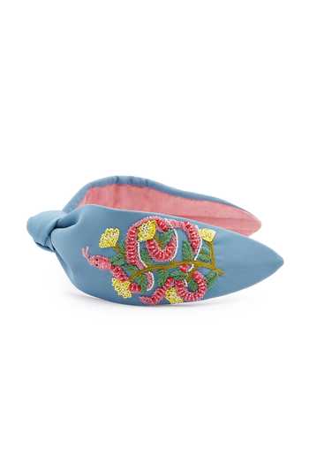 Shop_APT FOREVER_Blue Embroidery, Beads, Rhinestones Serpent Slink Handmade Headband _Online_at_Aza_Fashions