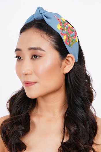 Buy_APT FOREVER_Blue Embroidery, Beads, Rhinestones Serpent Slink Handmade Headband 